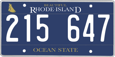 RI license plate 215647