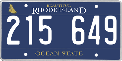 RI license plate 215649