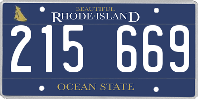 RI license plate 215669