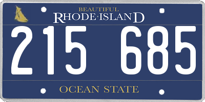 RI license plate 215685