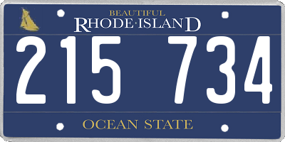 RI license plate 215734