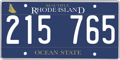 RI license plate 215765