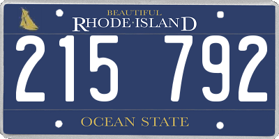 RI license plate 215792