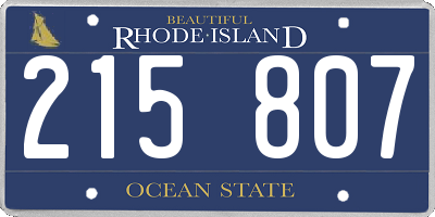 RI license plate 215807