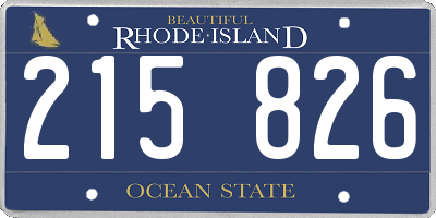 RI license plate 215826