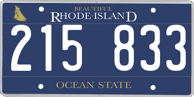 RI license plate 215833