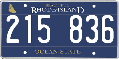 RI license plate 215836