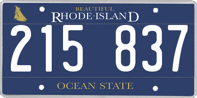 RI license plate 215837