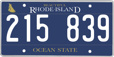 RI license plate 215839