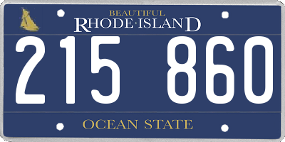 RI license plate 215860