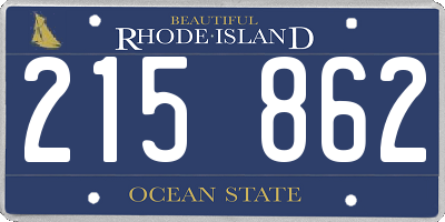 RI license plate 215862