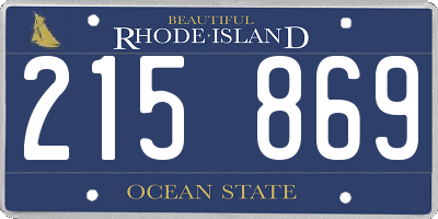 RI license plate 215869