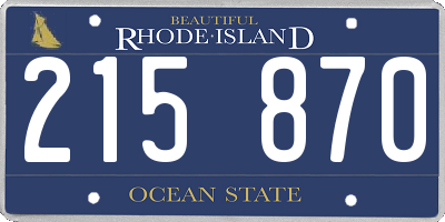 RI license plate 215870