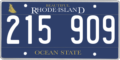 RI license plate 215909