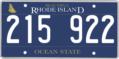 RI license plate 215922