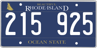 RI license plate 215925