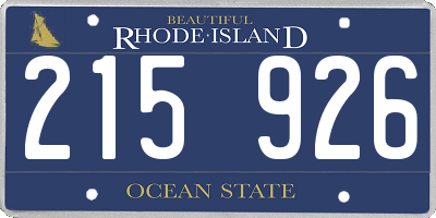 RI license plate 215926