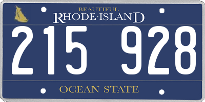 RI license plate 215928