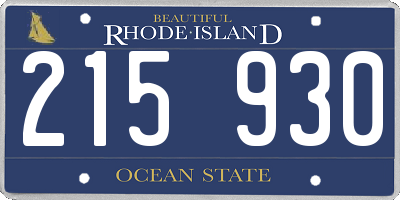 RI license plate 215930