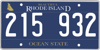 RI license plate 215932