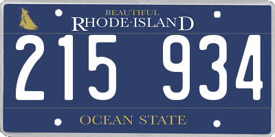 RI license plate 215934