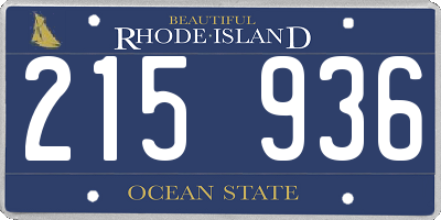 RI license plate 215936