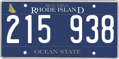 RI license plate 215938