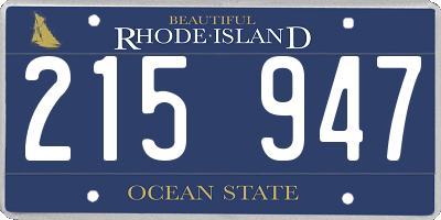 RI license plate 215947
