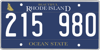 RI license plate 215980