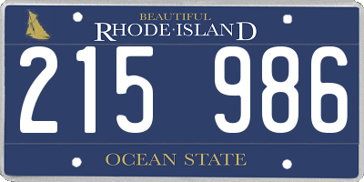 RI license plate 215986