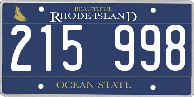 RI license plate 215998