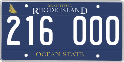 RI license plate 216000