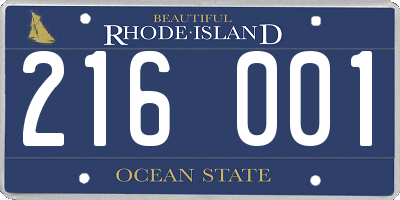 RI license plate 216001