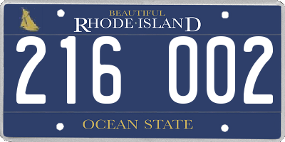 RI license plate 216002