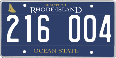 RI license plate 216004