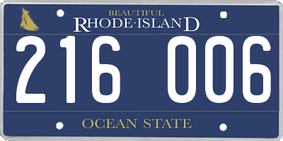 RI license plate 216006