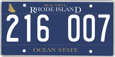 RI license plate 216007