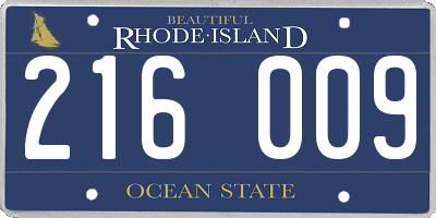 RI license plate 216009