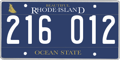 RI license plate 216012