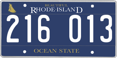 RI license plate 216013