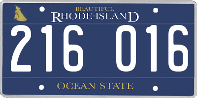 RI license plate 216016