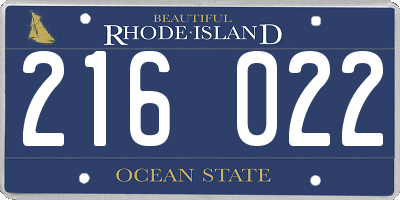 RI license plate 216022
