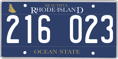 RI license plate 216023