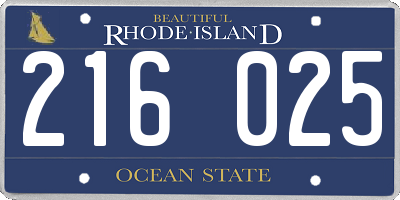 RI license plate 216025