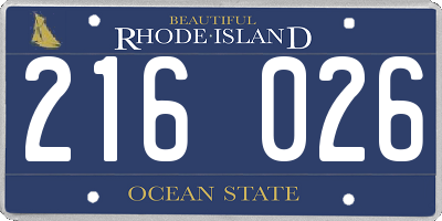 RI license plate 216026