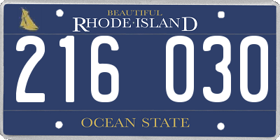 RI license plate 216030