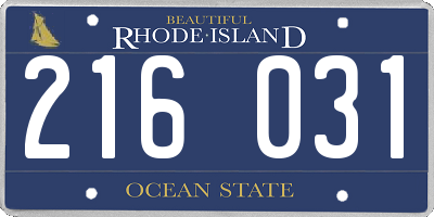 RI license plate 216031