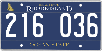 RI license plate 216036