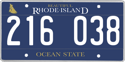 RI license plate 216038