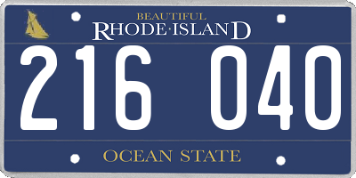 RI license plate 216040